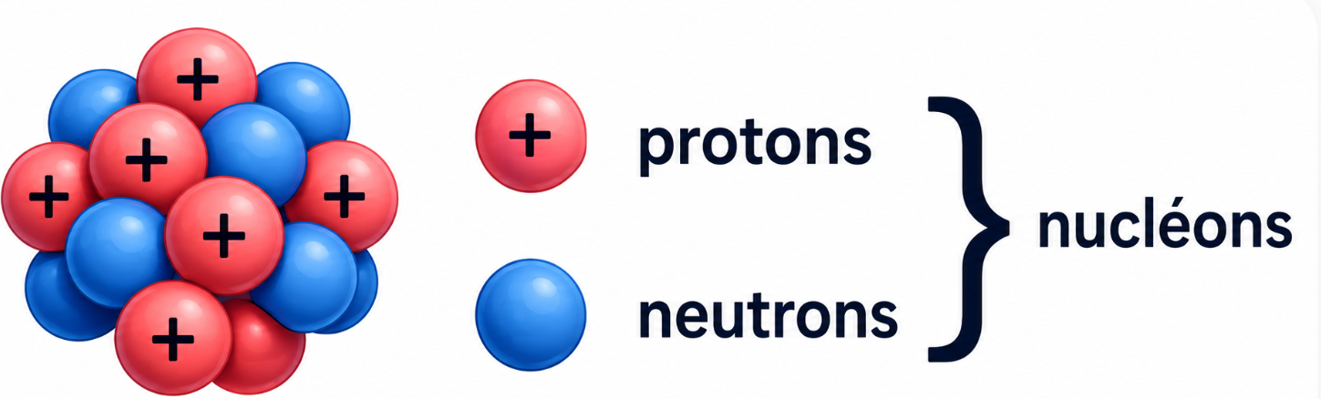 Noyau composé de protons et de neutrons