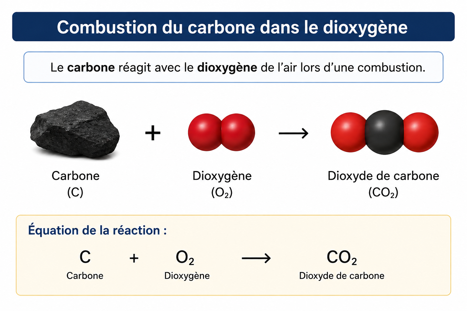 Combustion du carbone dans le dioxygène