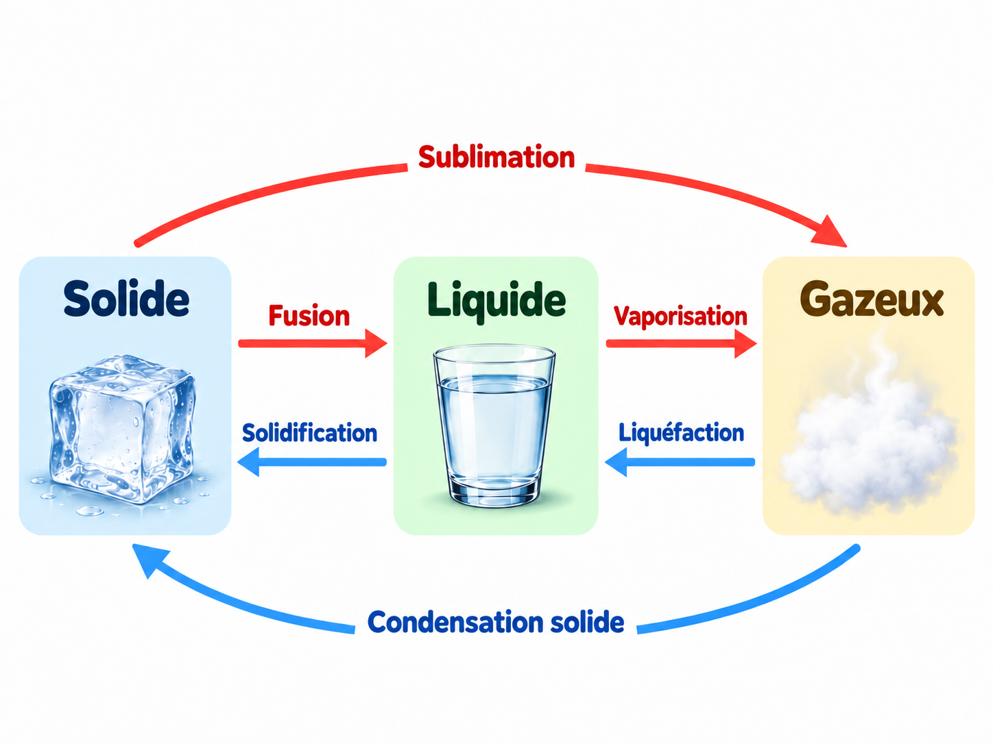 Fusion, solidification, vaporisation et liquéfaction