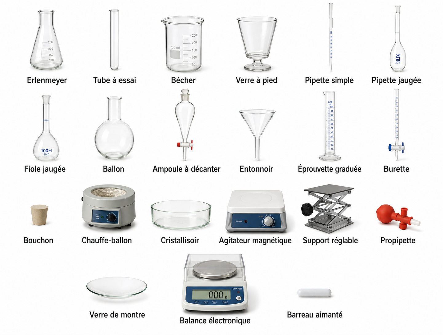 Verrerie courante de laboratoire