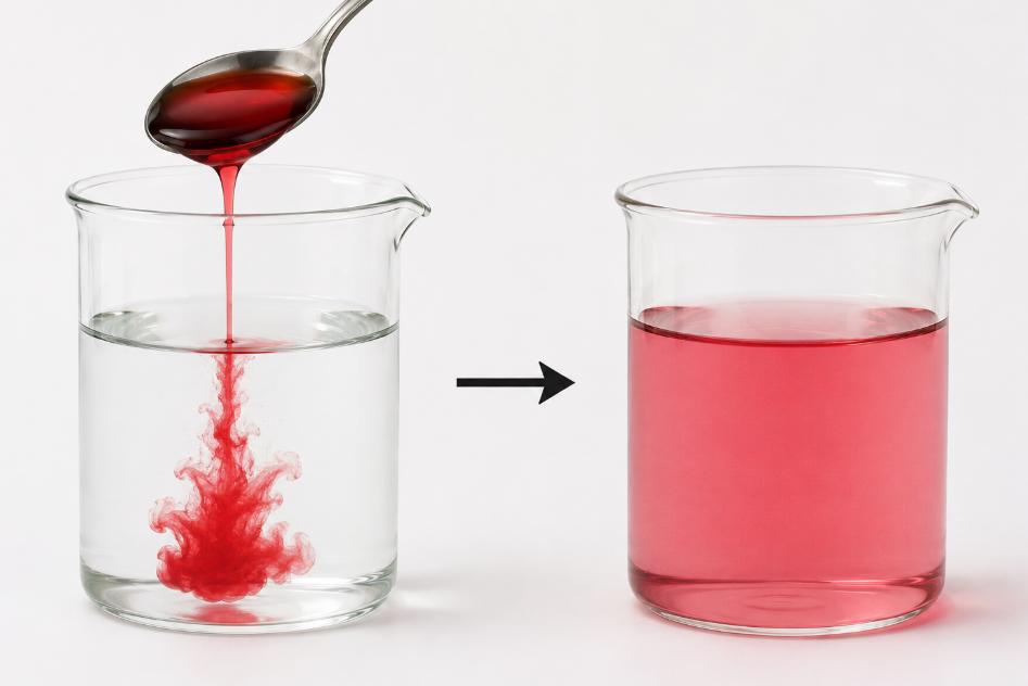 Mélange homogène eau et sirop